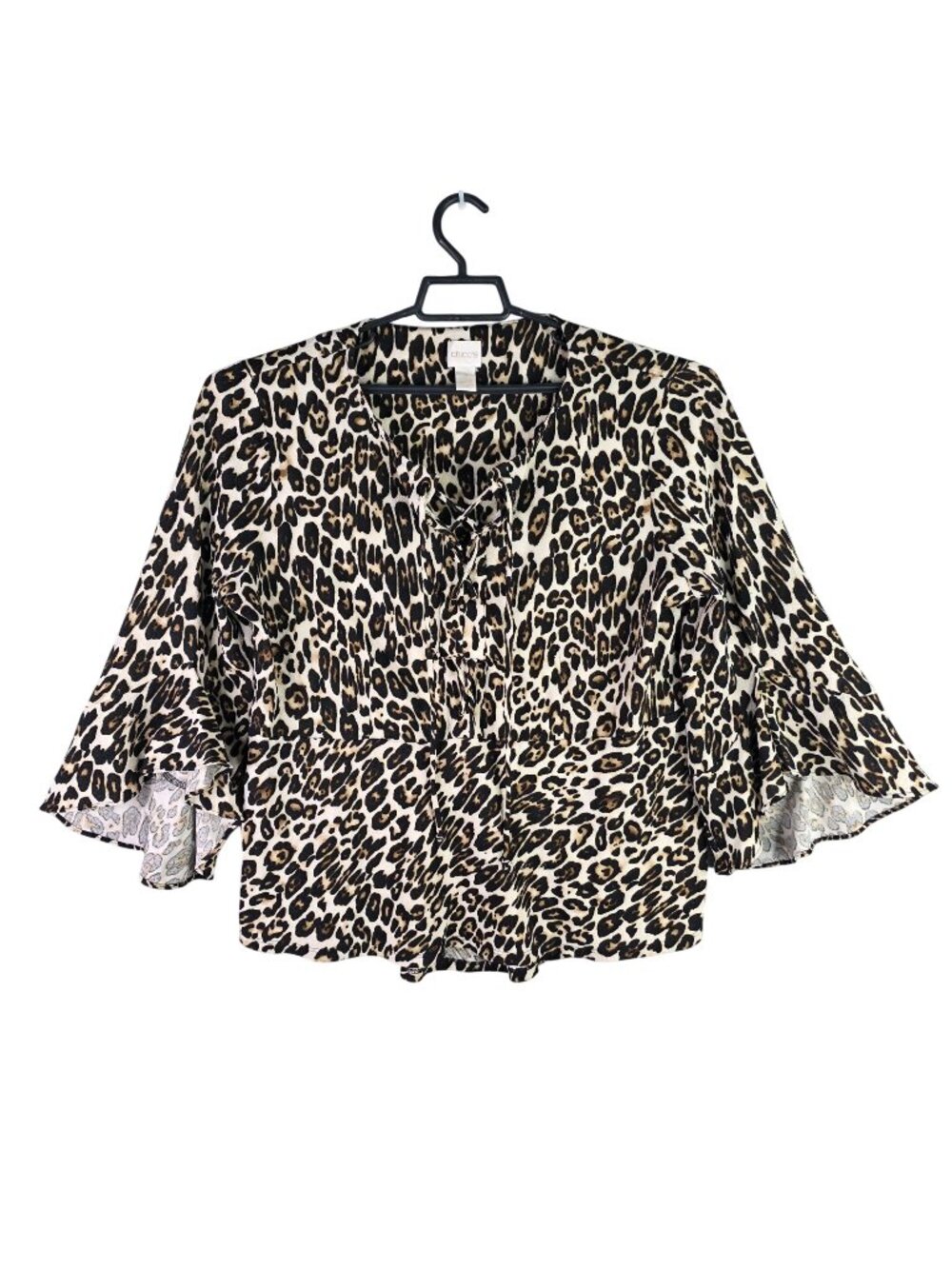 Womens Chicos Animal Print Lace Tie Front Blouse Belle Sleeves Polyester Blend 3